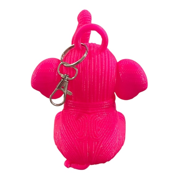 Large 3D Pink Elephant Bag Charm Keychain - Handcrafted - Picture 6 of 7